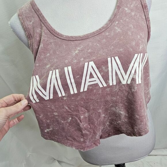 Bloom + Pop Heathered MIAMI Cropped Tank Top Size Large - Picture 3 of 9